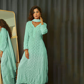 Aqua Splash Ring Work Chikankari Kurta - Shop Label Aishwaryrika
